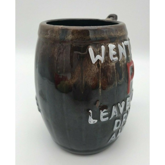 Vintage Beer Whistle Mug Brown Drip Glazed Funny Unique Cup Leave My Drink Alone - Picture 2 of 8